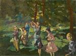 Konstantin Alexejewitsch Korowin  - Bilder Gemälde - Children playing in the park