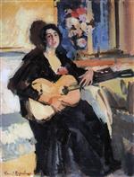 Konstantin Alexejewitsch Korowin  - Bilder Gemälde - Lady with Guitar