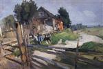 Konstantin Alexejewitsch Korowin  - Bilder Gemälde - Landscape with a Fence