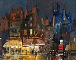 Konstantin Alexejewitsch Korowin  - Bilder Gemälde - Paris by Night on Rue Lepic in Montmartre