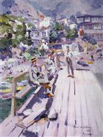 Konstantin Alexejewitsch Korowin  - Bilder Gemälde - Pier in Gurzuf