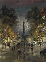 Konstantin Alexejewitsch Korowin  - Bilder Gemälde - Place de la Bastille at Night