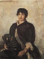 Konstantin Alexejewitsch Korowin  - Bilder Gemälde - Portrait of Olga Alyabyeva