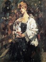 Konstantin Alexejewitsch Korowin  - Bilder Gemälde - Portrait of Z. Pertseva