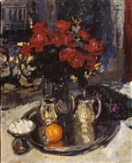 Konstantin Alexejewitsch Korowin  - Bilder Gemälde - Roses and Violets