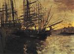 Konstantin Alexejewitsch Korowin  - Bilder Gemälde - Ships in Marseilles Port