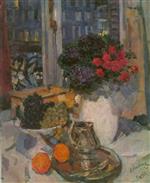 Konstantin Alexejewitsch Korowin  - Bilder Gemälde - Still-life before a Window