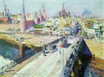 Konstantin Alexejewitsch Korowin  - Bilder Gemälde - The Moskva River Bridge