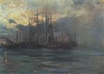 Konstantin Alexejewitsch Korowin  - Bilder Gemälde - The Port in Marseilles