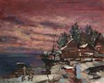 Konstantin Alexejewitsch Korowin  - Bilder Gemälde - Village in Winter