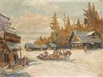 Konstantin Alexejewitsch Korowin  - Bilder Gemälde - Winter Scene with Troika