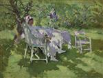 Konstantin Alexejewitsch Korowin  - Bilder Gemälde - Woman in White Sitting in the Garden