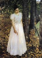 Konstantin Alexejewitsch Korowin  - Bilder Gemälde - Young Woman in the Garden