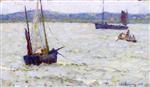 Henri Le Sidaner - Bilder Gemälde - Boats in the Lagoon, Etaples