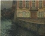 Henri Le Sidaner  - Bilder Gemälde - House by the River in full moon