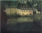 Henri Le Sidaner  - Bilder Gemälde - House by the river in full moon