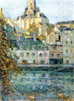 Henri Le Sidaner  - Bilder Gemälde - Houses on the Water, Quimper, Finistere
