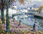 Henri Le Sidaner  - Bilder Gemälde - La Petite ville au matin, Quimperlé