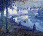 Henri Le Sidaner  - Bilder Gemälde - La petite ville au matin, Quimperlé