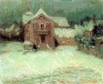 Henri Le Sidaner  - Bilder Gemälde - Plaza under Snow, Gerberoy