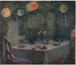 Henri Le Sidaner  - Bilder Gemälde - Table with Lanterns in Gerberoy
