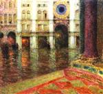 Henri Le Sidaner  - Bilder Gemälde - The Clock of the Place Saint Marc