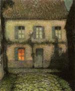 Henri Le Sidaner  - Bilder Gemälde - The Home of the Blind in the Moonlight
