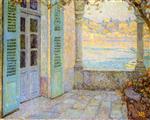 Henri Le Sidaner  - Bilder Gemälde - The Terrace Door on the Shore of Villefranche-sur-Mer