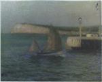 Henri Le Sidaner  - Bilder Gemälde - The Treport Jetty