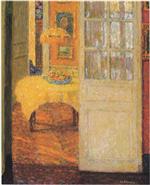 Henri Le Sidaner  - Bilder Gemälde - The Yellow Tablecloth