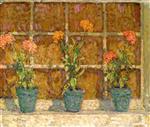 Henri Le Sidaner  - Bilder Gemälde - Three Pots of Flowers, Gerberoy