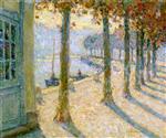 Henri Le Sidaner  - Bilder Gemälde - Trees by the River, Quimper