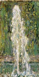 Henri Le Sidaner  - Bilder Gemälde - Water Fountain in the Moonlight