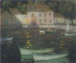 Henri Le Sidaner  - Bilder Gemälde - White Boats in a full moon