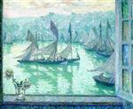 Henri Le Sidaner  - Bilder Gemälde - Window at the Port of Honfleur