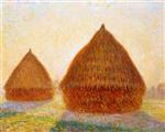 Maximilien Luce  - paintings - Backlit Haystacks, Moret, Evening