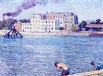 Maximilien Luce - Bilder Gemälde - Bathing on the Banks of the Marne