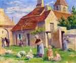 Maximilien Luce  - Bilder Gemälde - Bessy-sur-Cure, Feeding the Chickens