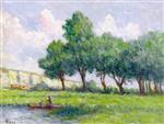 Maximilien Luce  - Bilder Gemälde - Boat near Rolleboise