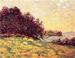 Maximilien Luce  - Bilder Gemälde - Bourgogne, Clump of Trees in a Plain