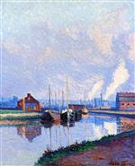 Maximilien Luce  - Bilder Gemälde - Charleroi, Barges on the Sambre