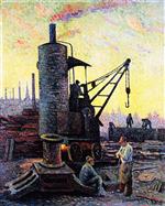 Maximilien Luce  - Bilder Gemälde - Factories in Charleroi, Coullet