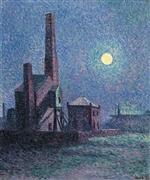 Maximilien Luce  - Bilder Gemälde - Factory in Moonlight