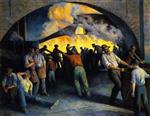 Maximilien Luce  - Bilder Gemälde - Foundry in Charleroi, Casting