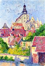 Maximilien Luce  - Bilder Gemälde - Gisors Cathedral, View from the Fossé aux Tanneurs