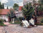 Maximilien Luce  - Bilder Gemälde - Gisors, Dressmaking in the Garden