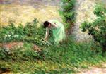 Maximilien Luce  - Bilder Gemälde - Gisors, Woman Picking Flowers