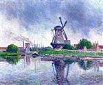 Bild:Holland, Windmill near the Canal