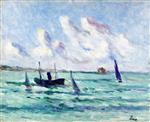 Maximilien Luce  - Bilder Gemälde - Honfleur, Tugboat and Sailboats