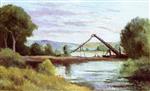 Maximilien Luce  - Bilder Gemälde - La Roche-Goyon, by the River, Bridge Construction